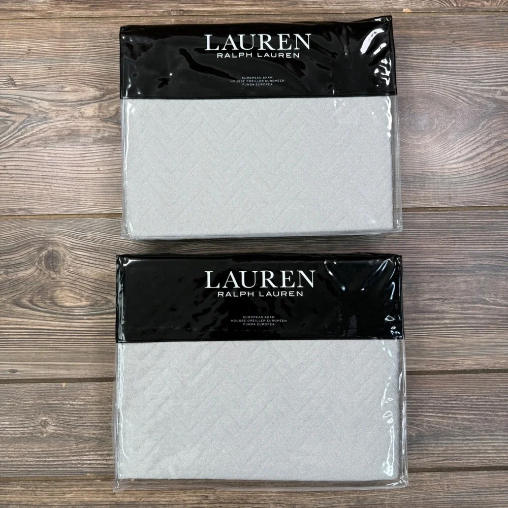 Ralph Lauren Kaia Set of 2 Euro Sham 26x26 Grey Textured Cotton Blend NEW